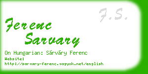 ferenc sarvary business card